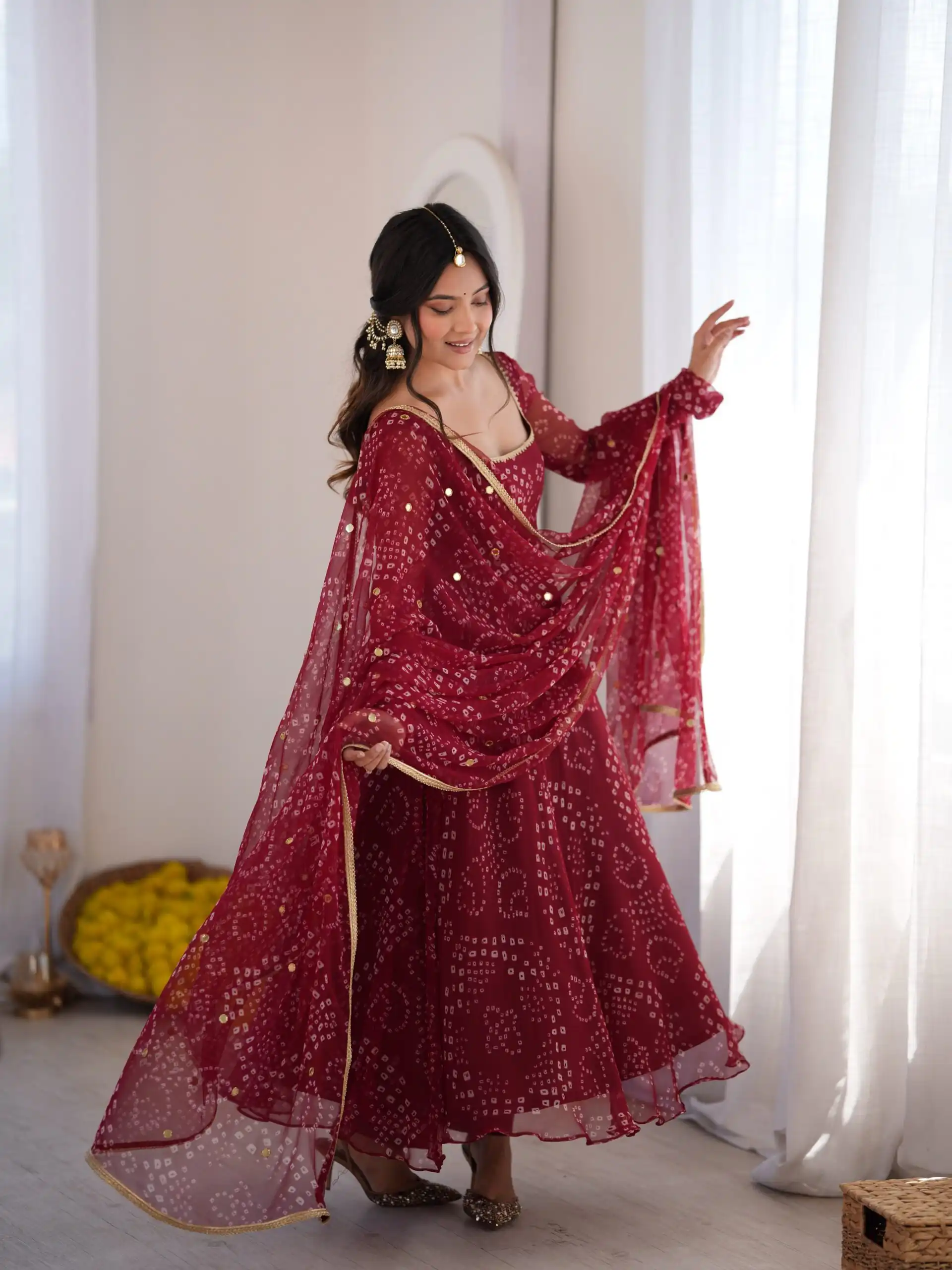 Perfect Maroon Faux Georgette Digital Print Work Salwar Suit - Image 3