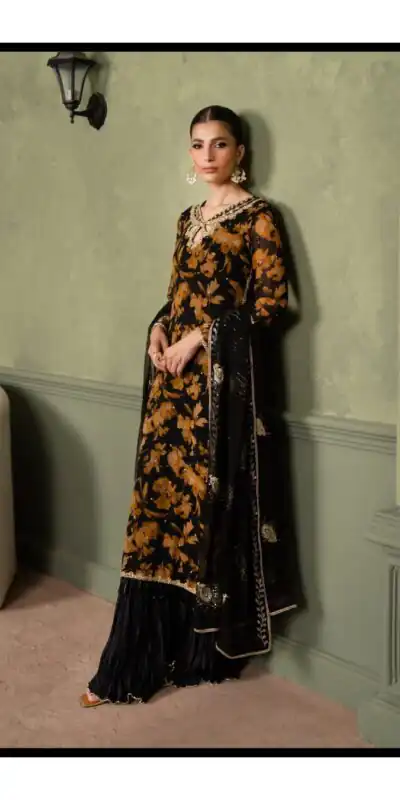 Alternative view of Pretty Black Faux Georgette Embroider Work Salwar Suit