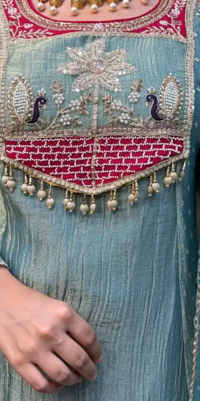 Alternative view of Pretty Blue Salsa Silk Embroidery Work Salwar Suit