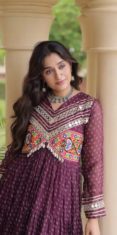 Alternative view of Pretty Wine Faux Georgette Bandhani Print Work Gown