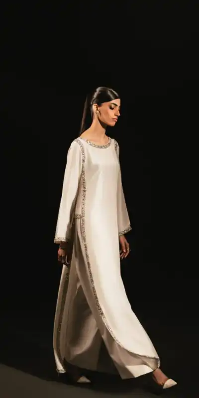 Alternative view of Stylish White Natural Crep Breads Work Salwar Suit