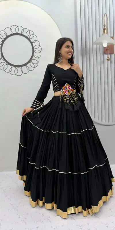 Alternative view of Super Black Pure Cotton Lace Work Lehenga Choli