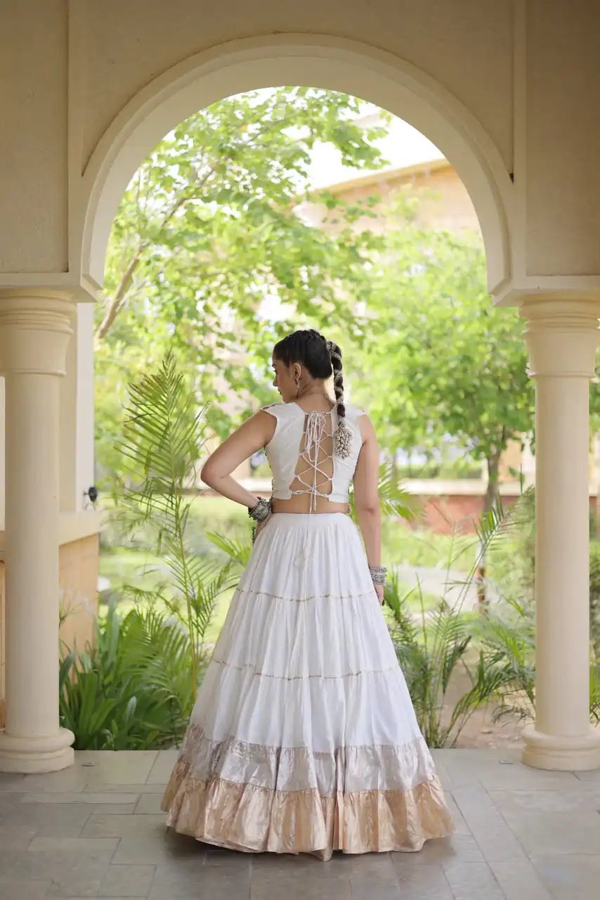 Trendy White Rayon Embroider Kutchi Work Lehenga Choli - Image 3