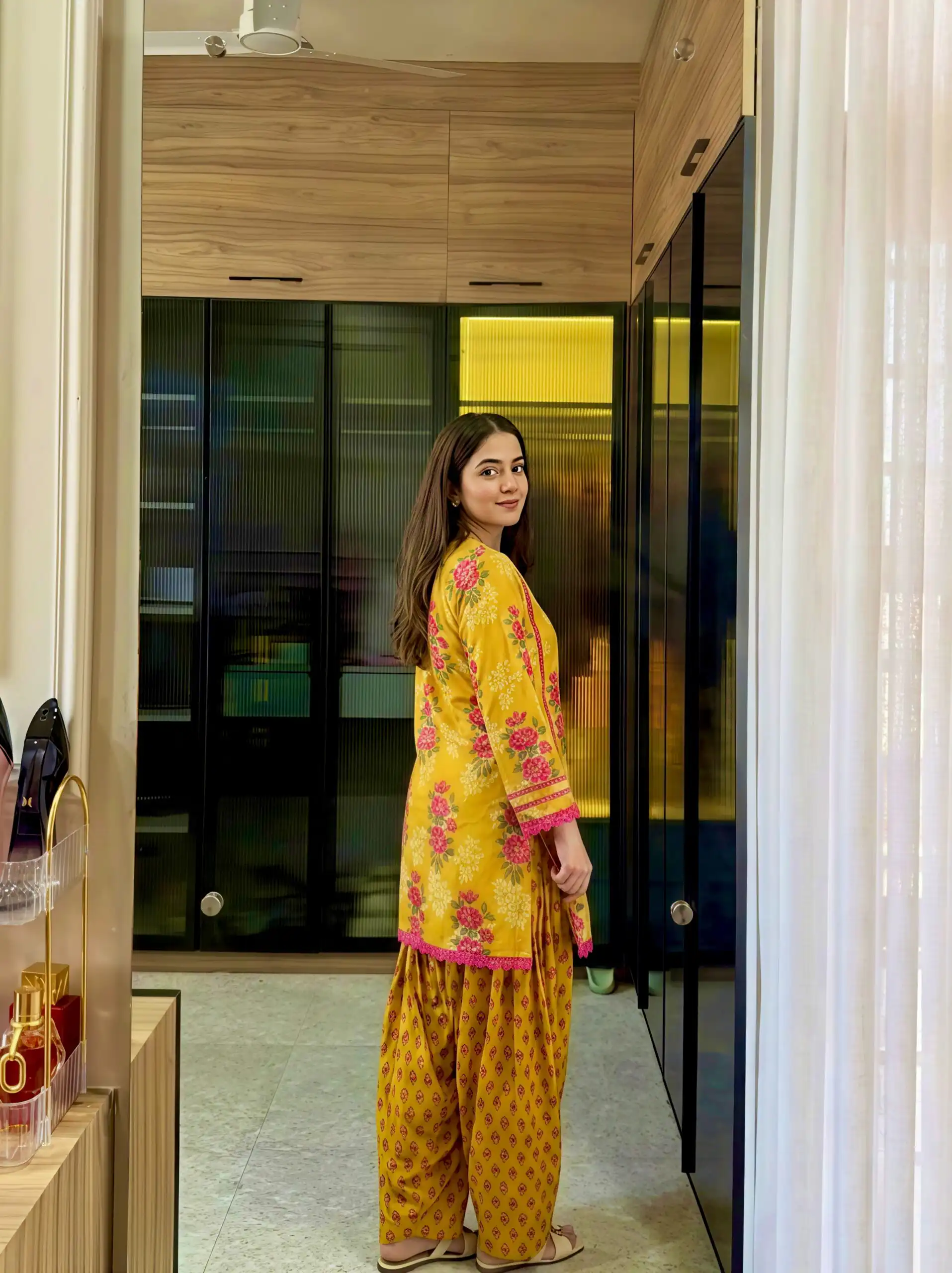 Trendy Yellow Natural Crep Digital Print Salwar Suit - Image 6