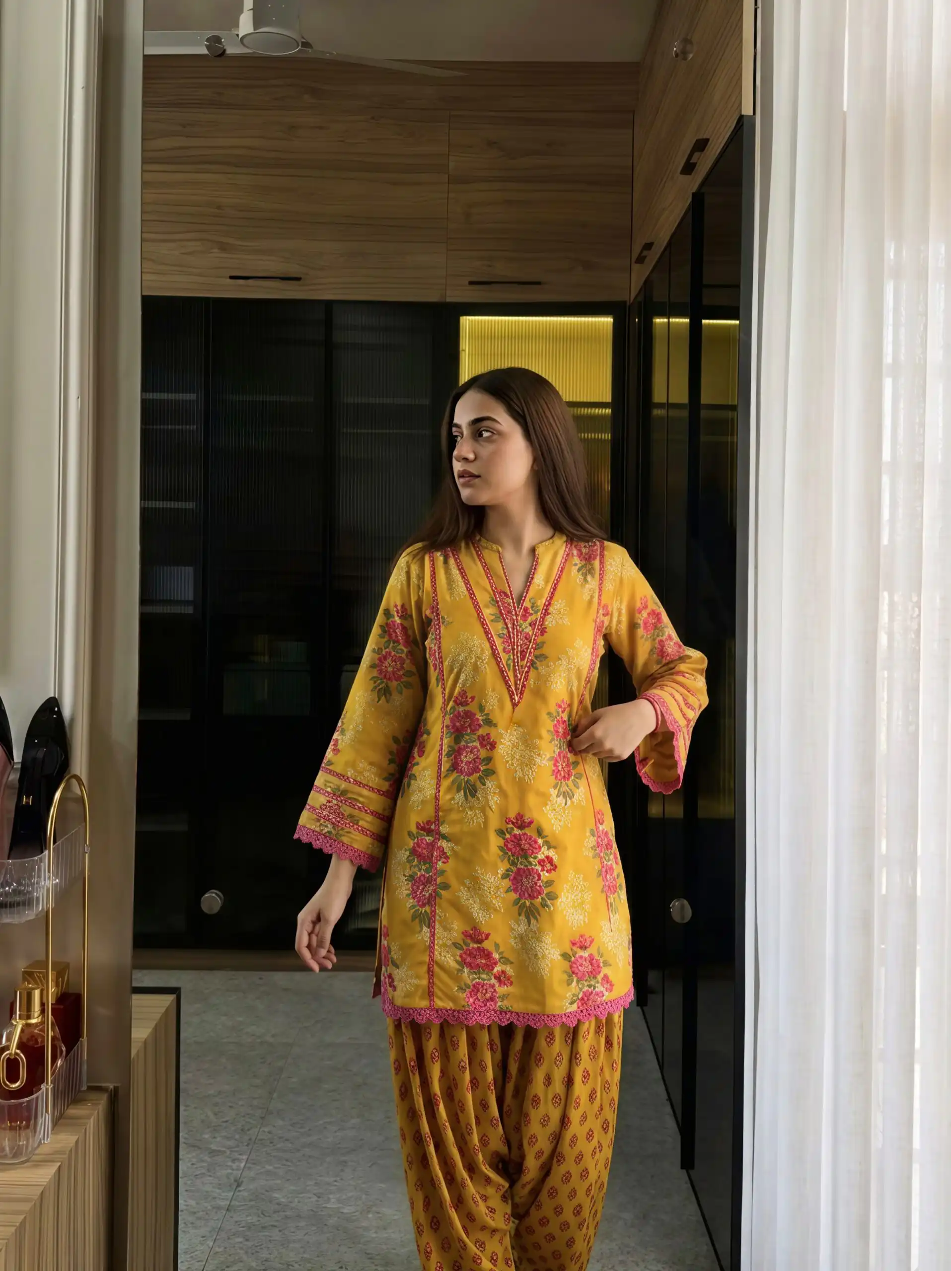 Trendy Yellow Natural Crep Digital Print Salwar Suit