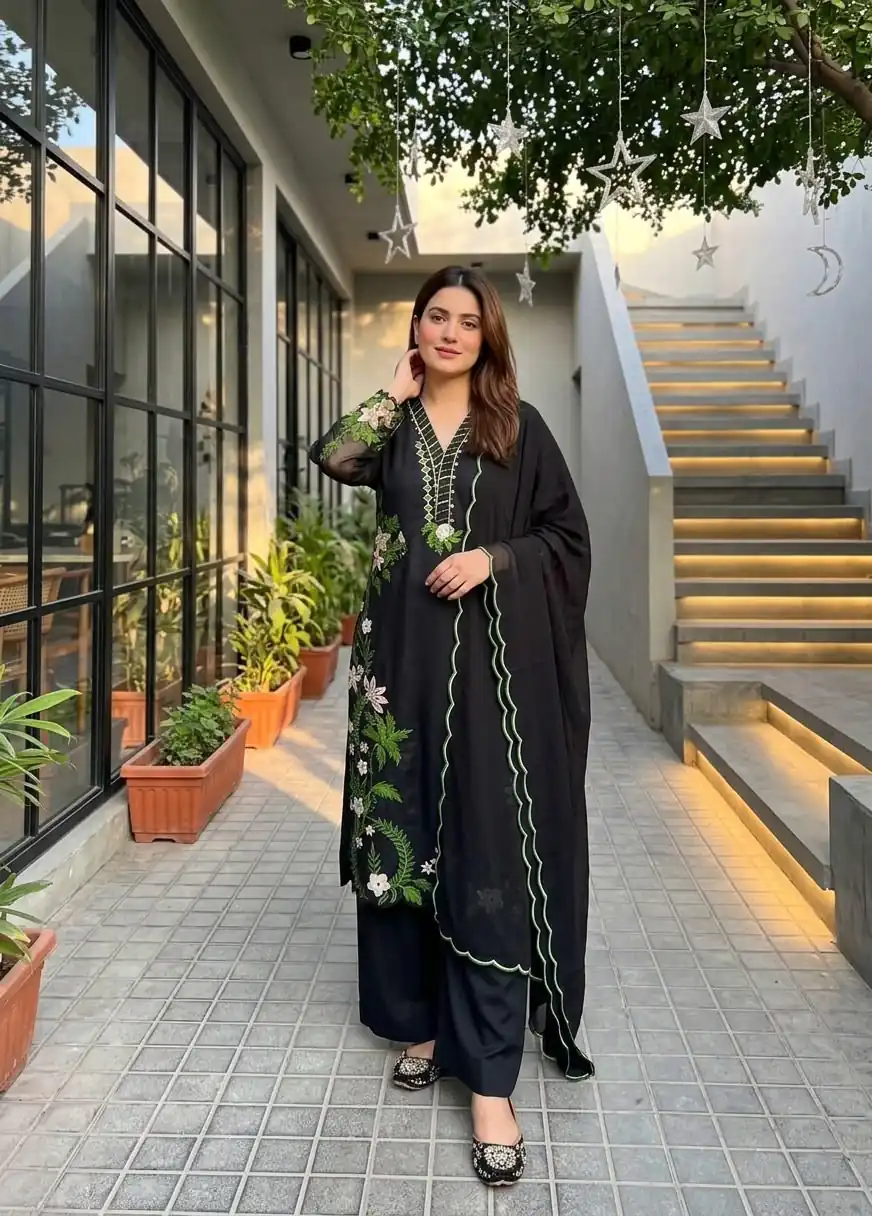 ST 249 Black Roman Silk Salwar Suit with Sequins Work & Embroidery Work. Available at ₹2099 only. Delivery 4-6 Working Days. Shop now. | Casual Suits, Jump Suits, Creative suits, Designer Suits, Palazzo Suits, Party Wear Suits, Patiala Suits, Salwar suit, Straight Suits