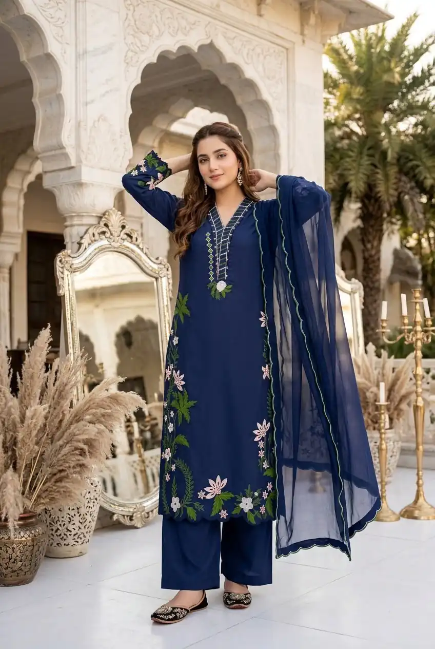 ST 249 Blue Roman Silk Salwar Suit with Sequins Work & Embroidery Work. Available at ₹2099 only. Delivery 4-6 Working Days. Shop now. | Casual Suits, Jump Suits, Creative suits, Designer Suits, Palazzo Suits, Party Wear Suits, Patiala Suits, Salwar suit, Straight Suits
