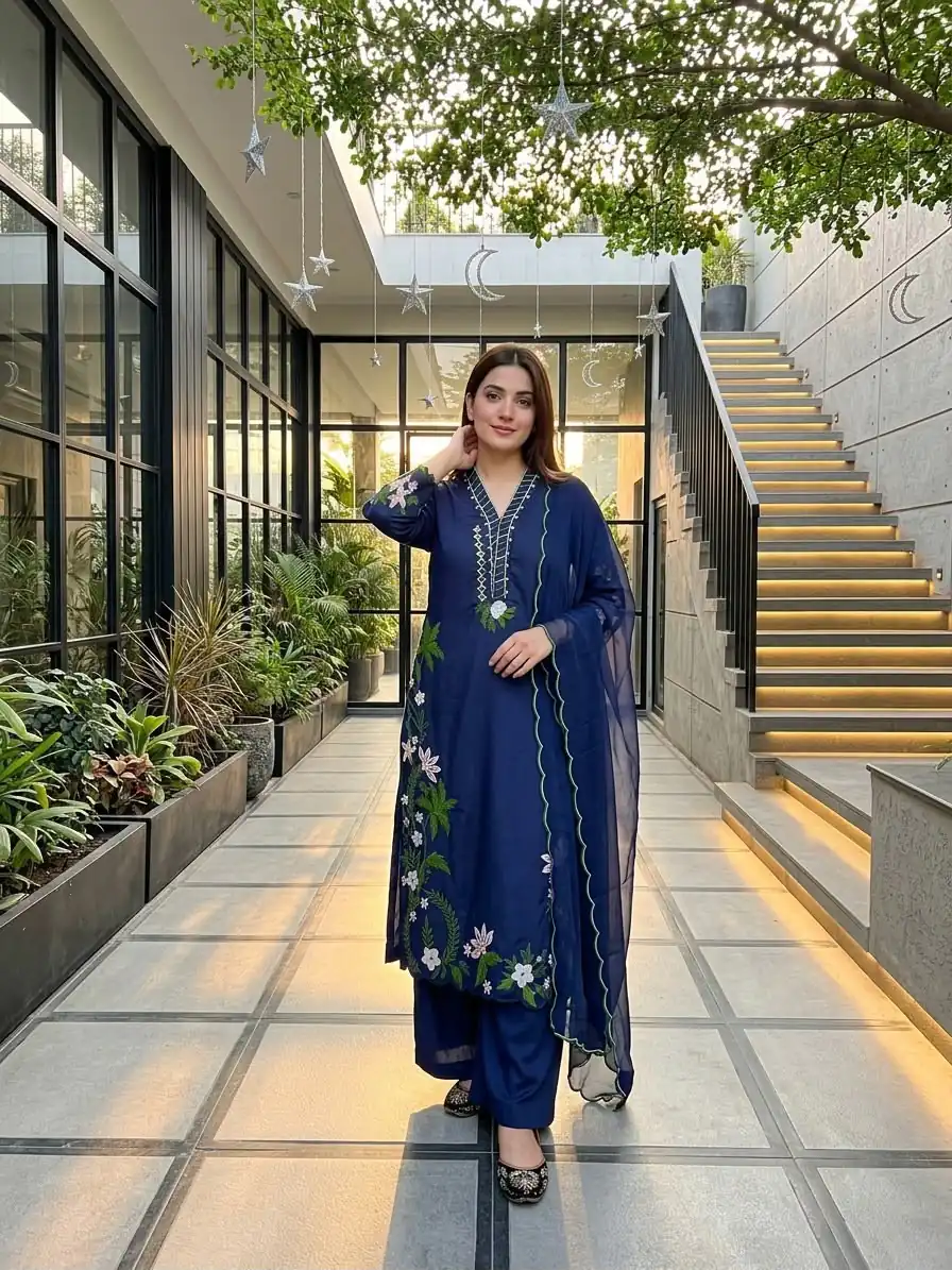 ST 249 Blue Roman Silk Salwar Suit with Sequins Work & Embroidery Work. Available at ₹2099 only. Delivery 4-6 Working Days. Shop now. | Casual Suits, Jump Suits, Creative suits, Designer Suits, Palazzo Suits, Party Wear Suits, Patiala Suits, Salwar suit, Straight Suits