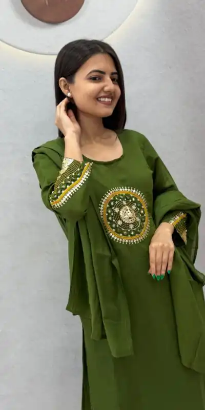 PC 598 Green Roman Silk Salwar Suit with Sequins Work & Embroidery Work. Available at ₹2099 only. Delivery 4-6 Working Days. Shop now. | Casual Suits, Jump Suits, Creative suits, Designer Suits, Palazzo Suits, Party Wear Suits, Patiala Suits, Salwar suit, Straight Suits