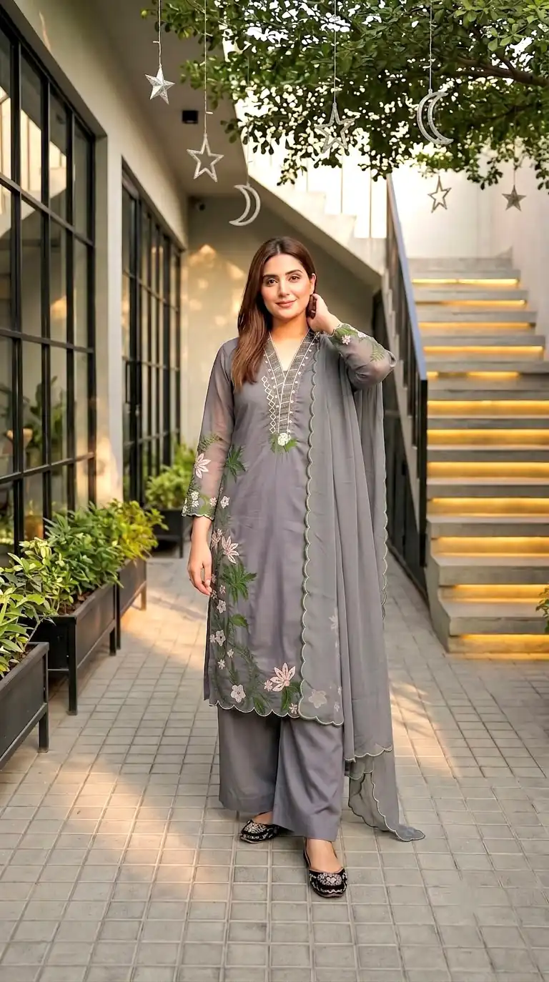 ST 249 Grey Roman Silk Salwar Suit with Sequins Work & Embroidery Work. Available at ₹2099 only. Delivery 4-6 Working Days. Shop now. | Casual Suits, Jump Suits, Creative suits, Designer Suits, Palazzo Suits, Party Wear Suits, Patiala Suits, Salwar suit, Straight Suits