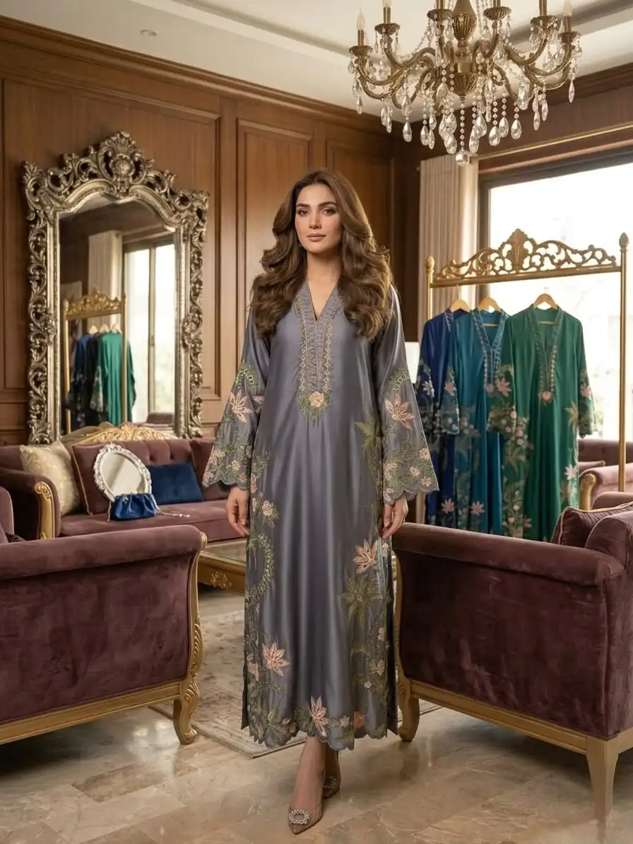 ST 249 Grey Roman Silk Salwar Suit with Sequins Work & Embroidery Work. Available at ₹2099 only. Delivery 4-6 Working Days. Shop now. | Casual Suits, Jump Suits, Creative suits, Designer Suits, Palazzo Suits, Party Wear Suits, Patiala Suits, Salwar suit, Straight Suits
