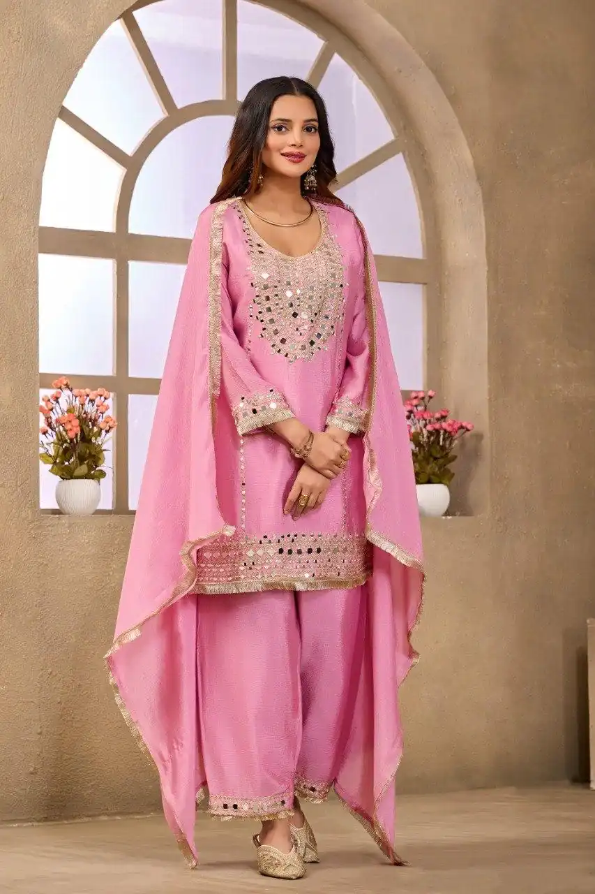 FC 102 Pink Chinon Silk Salwar Suit Perfect for Wedding, Party, Ganesh Chaturthi, Baby Shower, Makar Sankranti – . Affordable Price ₹2949. Delivery | Casual Suits, Jump Suits, Creative suits, Designer Suits, Palazzo Suits, Party Wear Suits, Patiala Suits, Salwar suit, Straight Suits