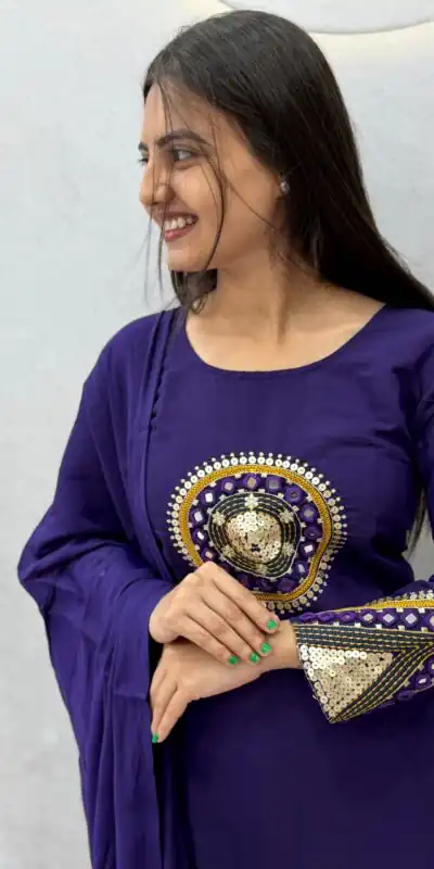 PC 598 Purple Roman Silk Salwar Suit with Sequins Work & Embroidery Work. Available at ₹2099 only. Delivery 4-6 Working Days. Shop now. | Casual Suits, Jump Suits, Creative suits, Designer Suits, Palazzo Suits, Party Wear Suits, Patiala Suits, Salwar suit, Straight Suits