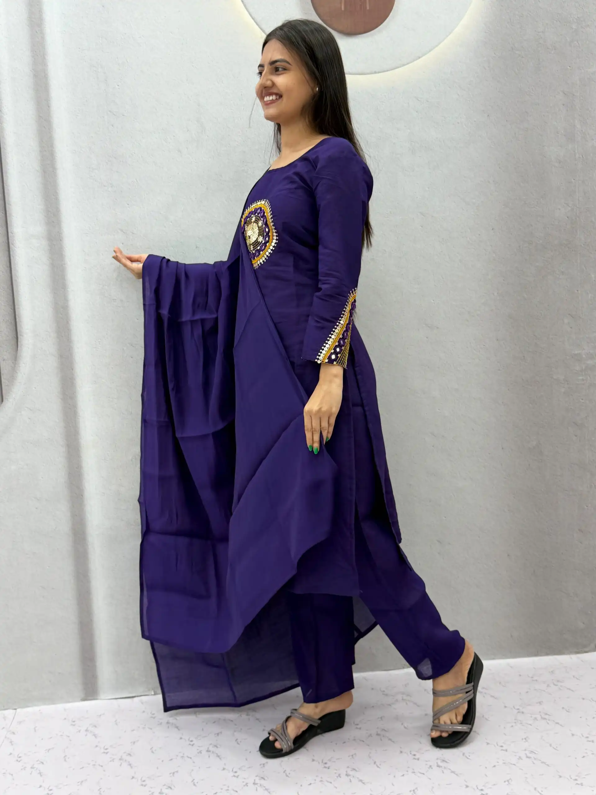 PC 598 Purple Roman Silk Salwar Suit with Sequins Work & Embroidery Work. Available at ₹2099 only. Delivery 4-6 Working Days. Shop now. | Casual Suits, Jump Suits, Creative suits, Designer Suits, Palazzo Suits, Party Wear Suits, Patiala Suits, Salwar suit, Straight Suits