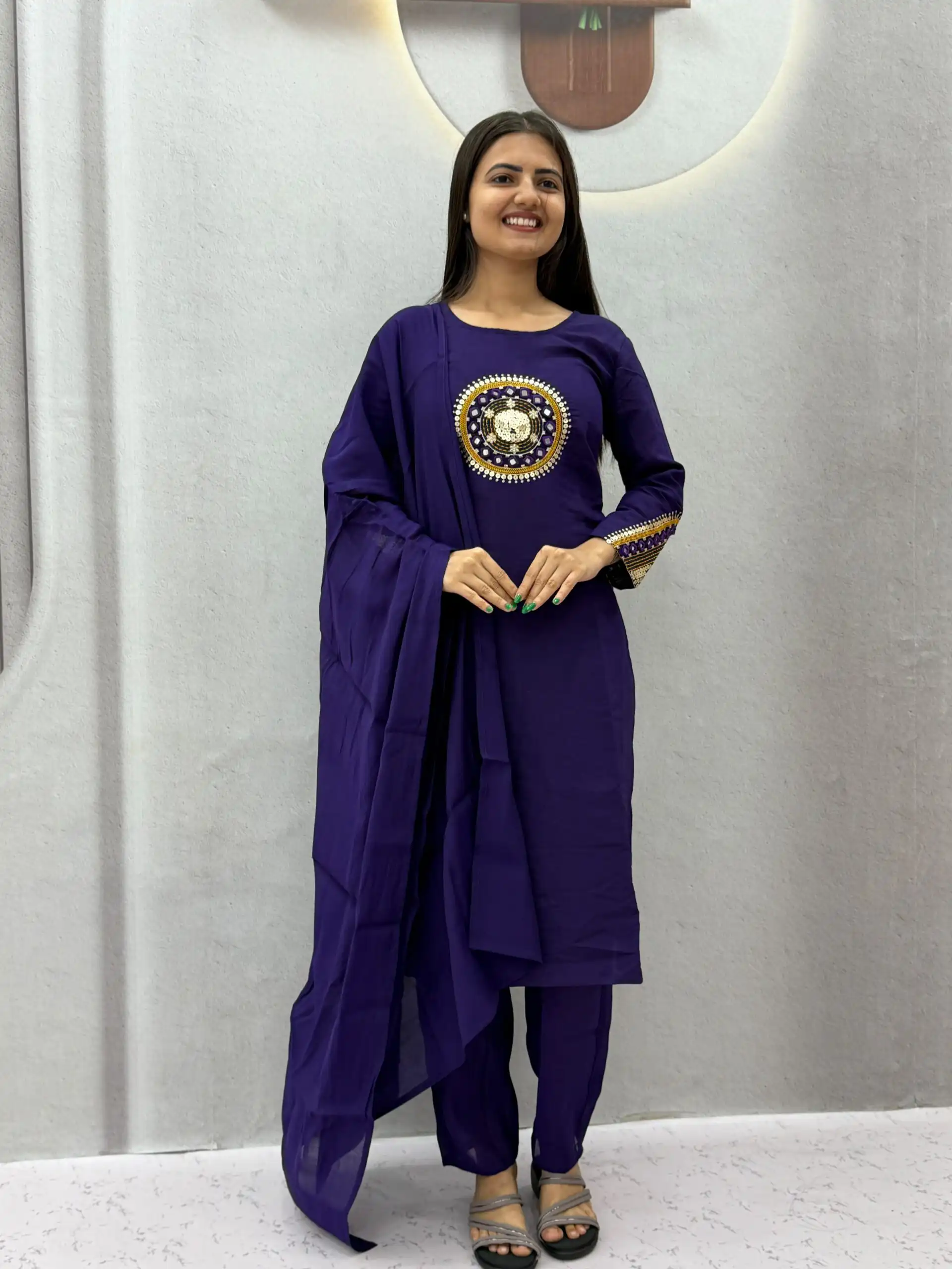 PC 598 Purple Roman Silk Salwar Suit with Sequins Work & Embroidery Work. Available at ₹2099 only. Delivery 4-6 Working Days. Shop now. | Casual Suits, Jump Suits, Creative suits, Designer Suits, Palazzo Suits, Party Wear Suits, Patiala Suits, Salwar suit, Straight Suits