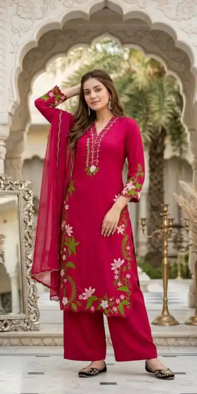 ST 249 Red Roman Silk Salwar Suit with Sequins Work & Embroidery Work. Available at ₹2099 only. Delivery 4-6 Working Days. Shop now. | Casual Suits, Jump Suits, Creative suits, Designer Suits, Palazzo Suits, Party Wear Suits, Patiala Suits, Salwar suit, Straight Suits