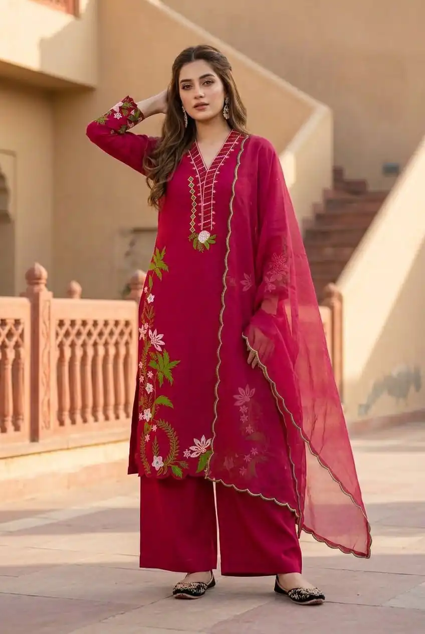 ST 249 Red Roman Silk Salwar Suit with Sequins Work & Embroidery Work. Available at ₹2099 only. Delivery 4-6 Working Days. Shop now. | Casual Suits, Jump Suits, Creative suits, Designer Suits, Palazzo Suits, Party Wear Suits, Patiala Suits, Salwar suit, Straight Suits