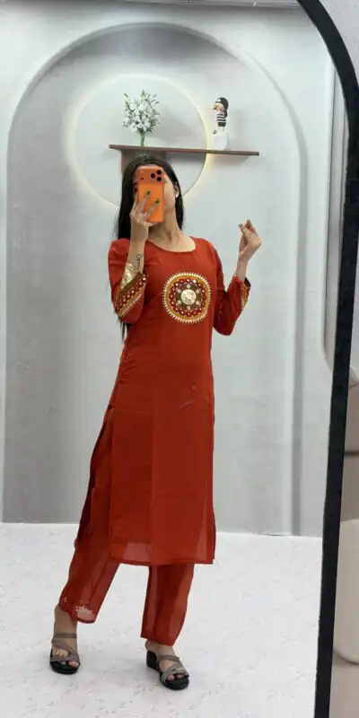 PC 598 Rust Roman Silk Salwar Suit with Sequins Work & Embroidery Work. Available at ₹2099 only. Delivery 4-6 Working Days. Shop now. | Casual Suits, Jump Suits, Creative suits, Designer Suits, Palazzo Suits, Party Wear Suits, Patiala Suits, Salwar suit, Straight Suits