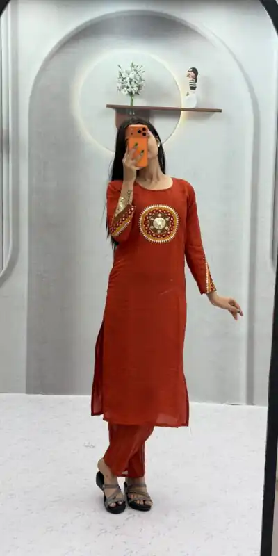 PC 598 Rust Roman Silk Salwar Suit with Sequins Work & Embroidery Work. Available at ₹2099 only. Delivery 4-6 Working Days. Shop now. | Casual Suits, Jump Suits, Creative suits, Designer Suits, Palazzo Suits, Party Wear Suits, Patiala Suits, Salwar suit, Straight Suits