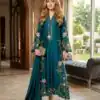 ST 249 Teal Roman Silk Salwar Suit with Sequins Work & Embroidery Work. Available at ₹2099 only. Delivery 4-6 Working Days. Shop now. | Casual Suits, Jump Suits, Creative suits, Designer Suits, Palazzo Suits, Party Wear Suits, Patiala Suits, Salwar suit, Straight Suits