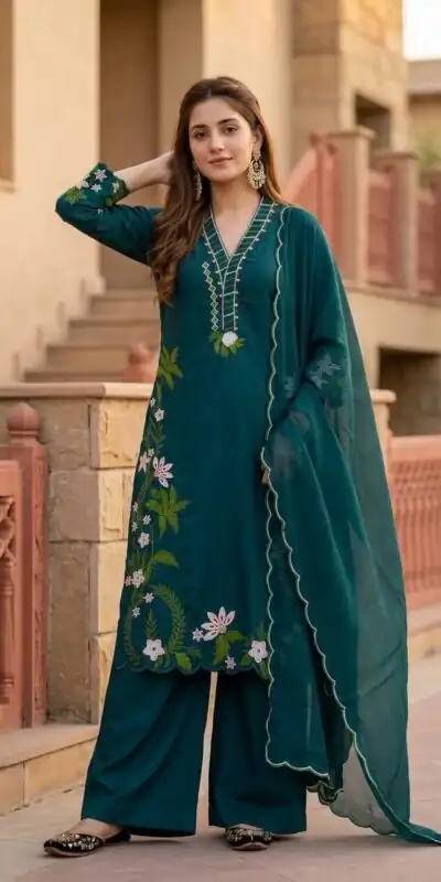 ST 249 Teal Roman Silk Salwar Suit with Sequins Work & Embroidery Work. Available at ₹2099 only. Delivery 4-6 Working Days. Shop now. | Casual Suits, Jump Suits, Creative suits, Designer Suits, Palazzo Suits, Party Wear Suits, Patiala Suits, Salwar suit, Straight Suits