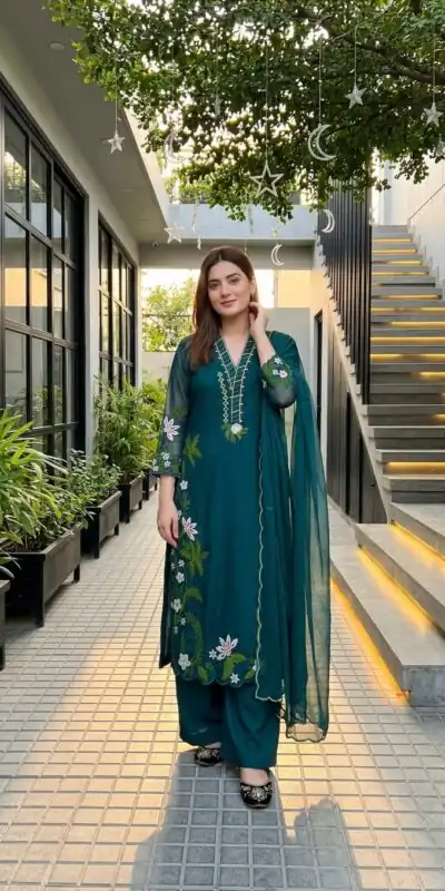 ST 249 Teal Roman Silk Salwar Suit with Sequins Work & Embroidery Work. Available at ₹2099 only. Delivery 4-6 Working Days. Shop now. | Casual Suits, Jump Suits, Creative suits, Designer Suits, Palazzo Suits, Party Wear Suits, Patiala Suits, Salwar suit, Straight Suits