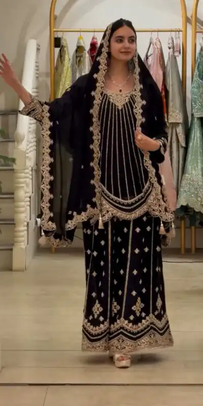 VLM 331 Black Faux Georgette Salwar Suit erfect for Wedding, Party, Mehendi, Pongal, Reception – . Available at ₹2449 only. Delivery 4-6 Working Days | Casual Suits, Jump Suits, Creative suits, Designer Suits, Palazzo Suits, Party Wear Suits, Patiala Suits, Salwar suit, Straight Suits