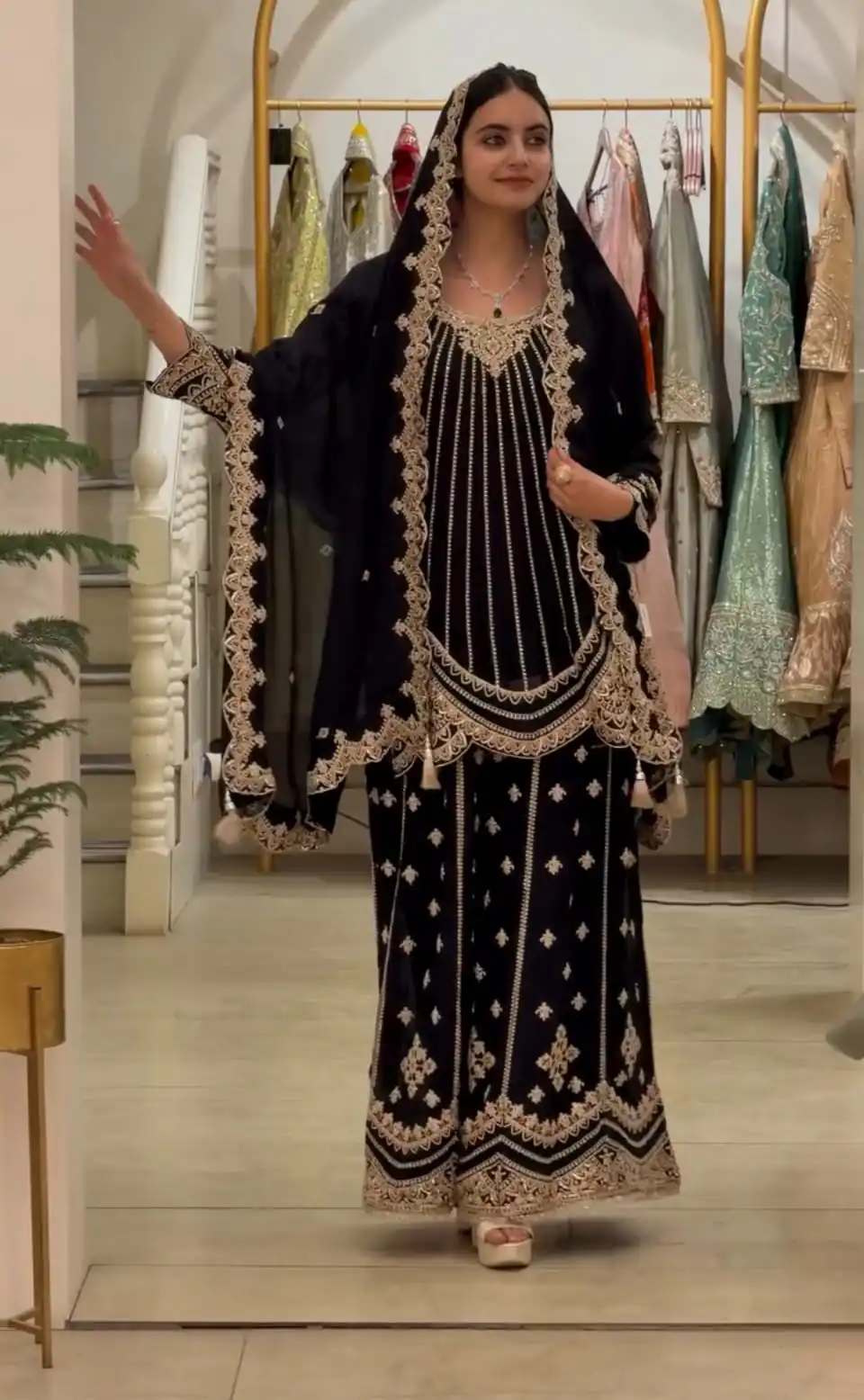 VLM 331 Black Faux Georgette Salwar Suit erfect for Wedding, Party, Mehendi, Pongal, Reception – . Available at ₹2449 only. Delivery 4-6 Working Days | Casual Suits, Jump Suits, Creative suits, Designer Suits, Palazzo Suits, Party Wear Suits, Patiala Suits, Salwar suit, Straight Suits