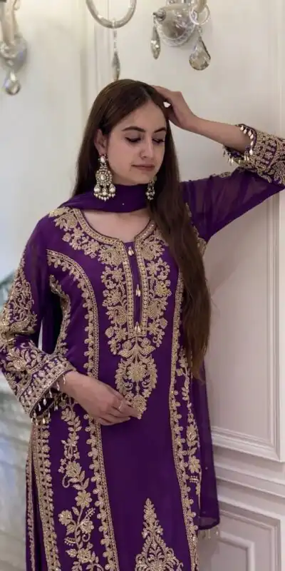 SRK 5365 Purple Faux Georgette Salwar Suit erfect for Wedding, Party, Mehendi, Pongal, Reception – . Available at ₹2449 only. Delivery 4-6 Working Days | Casual Suits, Jump Suits, Creative suits, Designer Suits, Palazzo Suits, Party Wear Suits, Patiala Suits, Salwar suit, Straight Suits