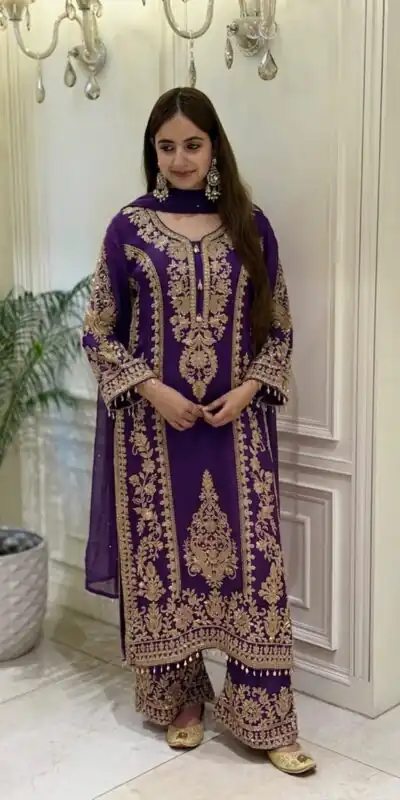 SRK 5365 Purple Faux Georgette Salwar Suit erfect for Wedding, Party, Mehendi, Pongal, Reception – . Available at ₹2449 only. Delivery 4-6 Working Days | Casual Suits, Jump Suits, Creative suits, Designer Suits, Palazzo Suits, Party Wear Suits, Patiala Suits, Salwar suit, Straight Suits