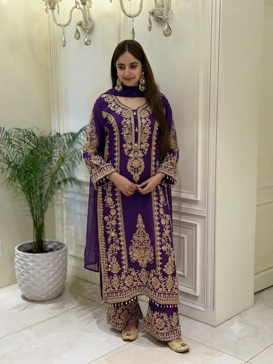 SRK 5365 Purple Faux Georgette Salwar Suit erfect for Wedding, Party, Mehendi, Pongal, Reception – . Available at ₹2449 only. Delivery 4-6 Working Days | Casual Suits, Jump Suits, Creative suits, Designer Suits, Palazzo Suits, Party Wear Suits, Patiala Suits, Salwar suit, Straight Suits