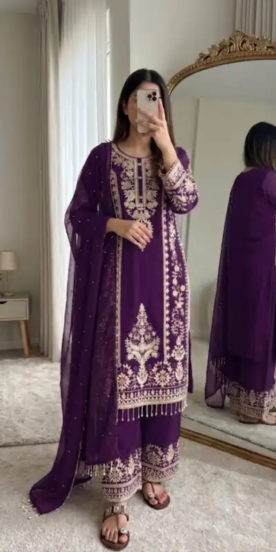 SRK 5365 Purple Faux Georgette Salwar Suit erfect for Wedding, Party, Mehendi, Pongal, Reception – . Available at ₹2449 only. Delivery 4-6 Working Days | Casual Suits, Jump Suits, Creative suits, Designer Suits, Palazzo Suits, Party Wear Suits, Patiala Suits, Salwar suit, Straight Suits
