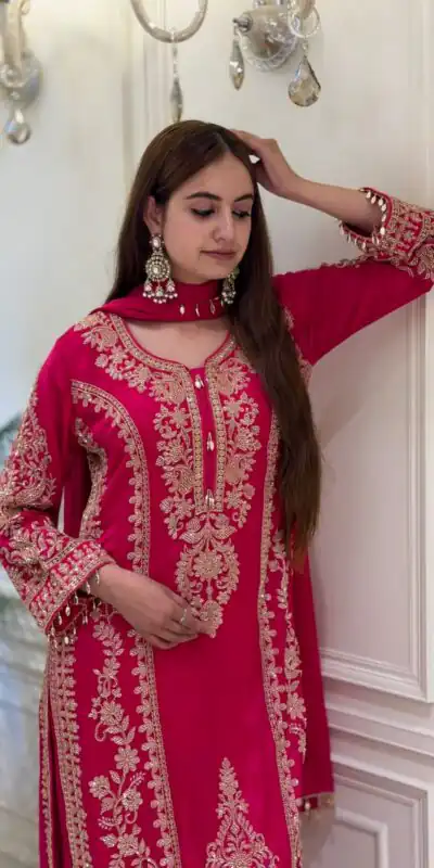 SRK 5365 Red Faux Georgette Salwar Suit erfect for Wedding, Party, Mehendi, Pongal, Reception – . Available at ₹2449 only. Delivery 4-6 Working Days | Casual Suits, Jump Suits, Creative suits, Designer Suits, Palazzo Suits, Party Wear Suits, Patiala Suits, Salwar suit, Straight Suits