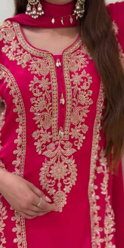 SRK 5365 Red Faux Georgette Salwar Suit erfect for Wedding, Party, Mehendi, Pongal, Reception – . Available at ₹2449 only. Delivery 4-6 Working Days | Casual Suits, Jump Suits, Creative suits, Designer Suits, Palazzo Suits, Party Wear Suits, Patiala Suits, Salwar suit, Straight Suits