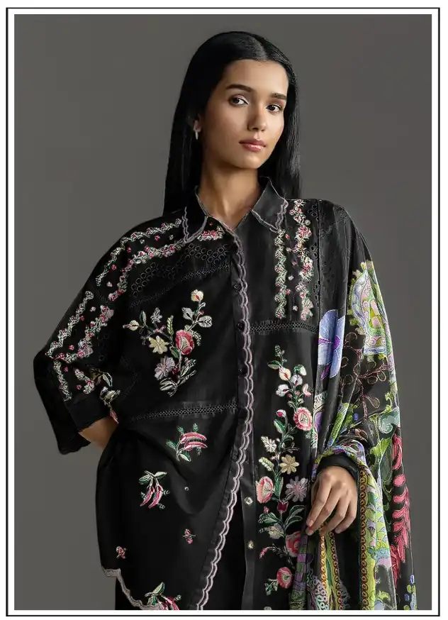 FC 1228 Black Cambric Cotton Salwar Suit with Digital Print & Embroidery Work. Festive Deal ₹2499. Delivery 4-6 Working Days. Shop now. | Casual Suits, Jump Suits, Creative suits, Designer Suits, Palazzo Suits, Party Wear Suits, Patiala Suits, Salwar suit, Straight Suits