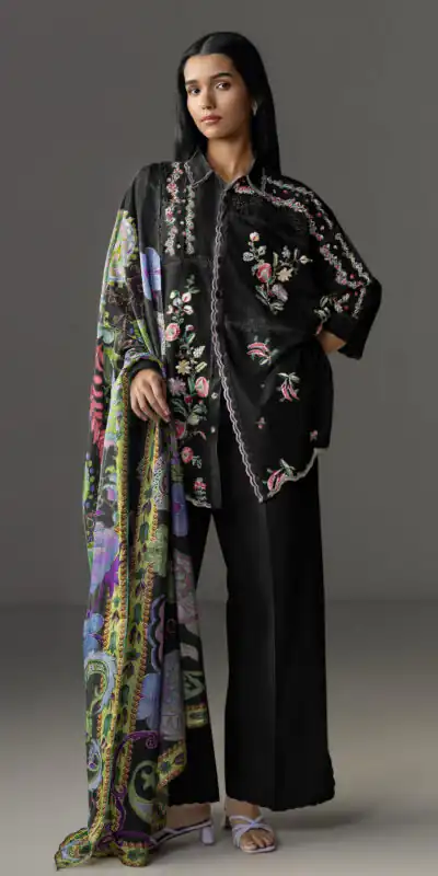 FC 1228 Black Cambric Cotton Salwar Suit with Digital Print & Embroidery Work. Festive Deal ₹2499. Delivery 4-6 Working Days. Shop now. | Casual Suits, Jump Suits, Creative suits, Designer Suits, Palazzo Suits, Party Wear Suits, Patiala Suits, Salwar suit, Straight Suits