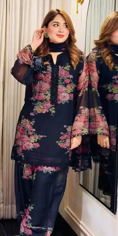 JF 008 Black Colour Digital Print Salwar Suit in Black Faux Georgette. Now at just ₹2149. Delivery 4-6 Working Days. Shop now. | Casual Suits, Jump Suits, Creative suits, Designer Suits, Palazzo Suits, Party Wear Suits, Patiala Suits, Salwar suit, Straight Suits