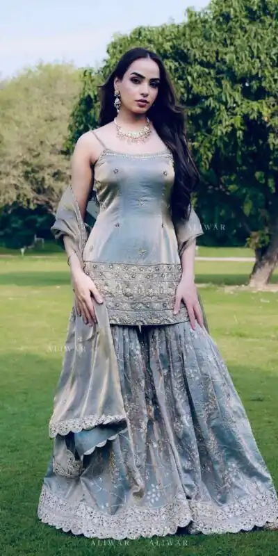 ST 227 Grey in Color Organza Silk Embroidery Work Salwar Suit . Festive Deal ₹2399. Delivery 4-6 Working Days. Online Shop now. | Casual Suits, Jump Suits, Creative suits, Designer Suits, Palazzo Suits, Party Wear Suits, Patiala Suits, Salwar suit, Straight Suits