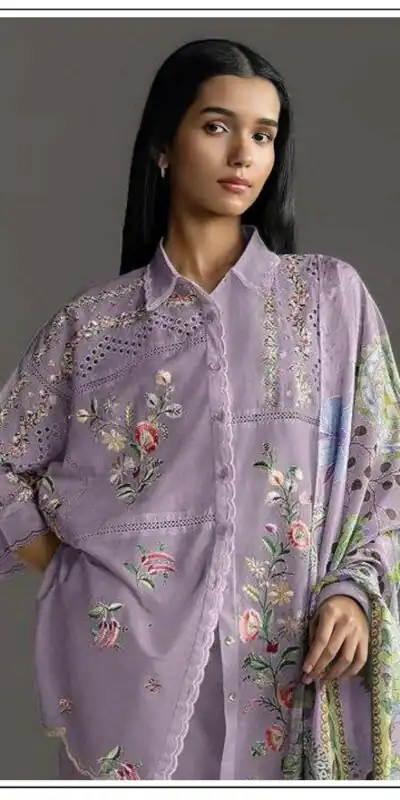 FC 1228 Lavender Cambric Cotton Salwar Suit with Digital Print & Embroidery Work. Festive Deal ₹2499. Delivery 4-6 Working Days. Shop now. | Casual Suits, Jump Suits, Creative suits, Designer Suits, Palazzo Suits, Party Wear Suits, Patiala Suits, Salwar suit, Straight Suits