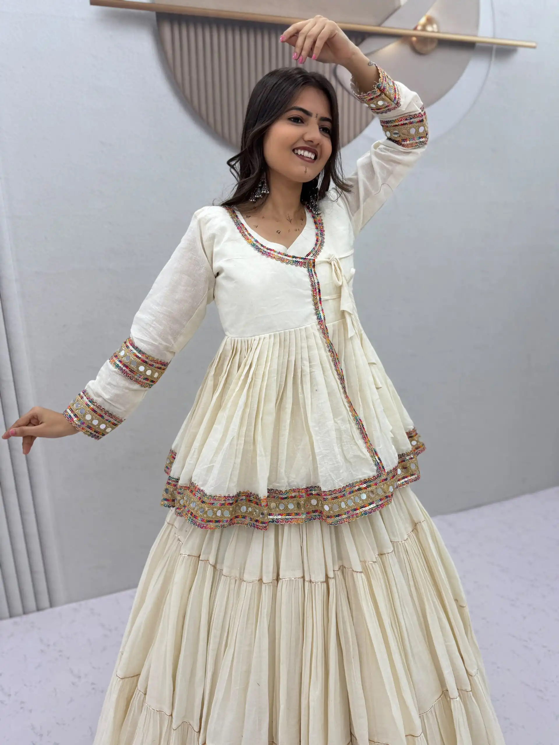PC 596 Off White in Pure Cotton Mirror Work & Gamthi Work Lehenga Choli . Exclusive Offer ₹2999. Delivery 4-6 Working Days. Shop now. | Bollywood Lehenga, Creative Lehenga, Designer Lehenga, Embroidered Lehenga, Lehenga, Party Wear Lehenga