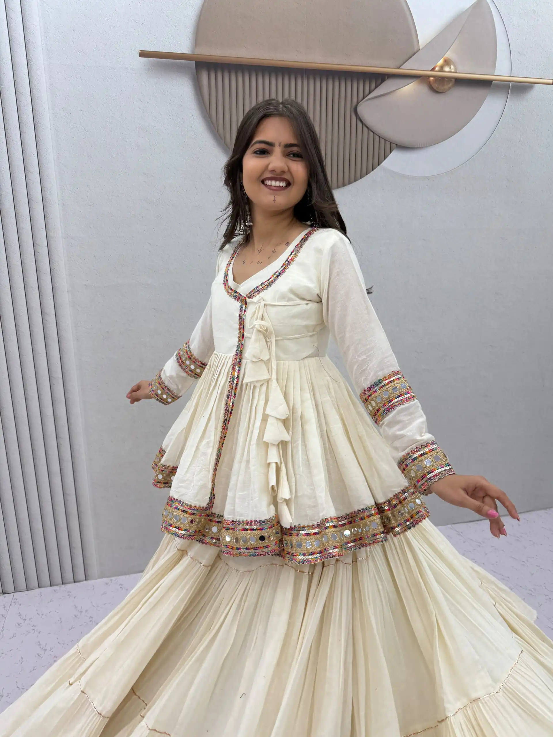 PC 596 Off White in Pure Cotton Mirror Work & Gamthi Work Lehenga Choli . Exclusive Offer ₹2999. Delivery 4-6 Working Days. Shop now. | Bollywood Lehenga, Creative Lehenga, Designer Lehenga, Embroidered Lehenga, Lehenga, Party Wear Lehenga