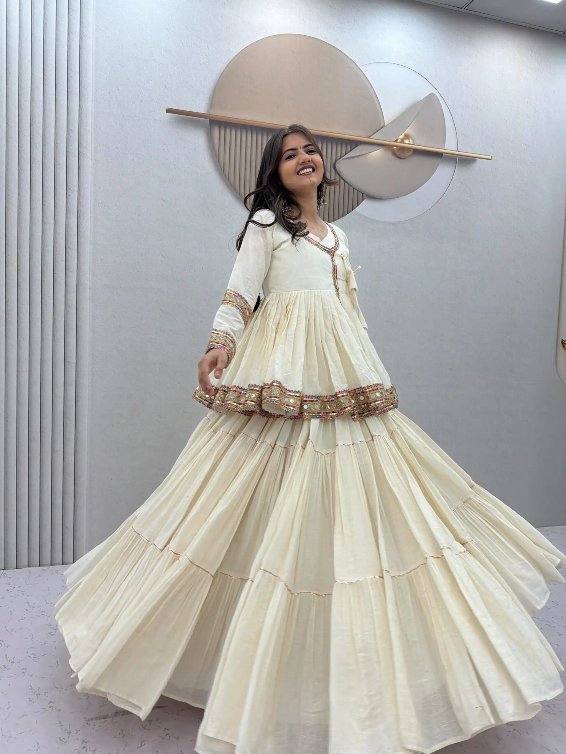 PC 596 Off White in Pure Cotton Mirror Work & Gamthi Work Lehenga Choli . Exclusive Offer ₹2999. Delivery 4-6 Working Days. Shop now. | Bollywood Lehenga, Creative Lehenga, Designer Lehenga, Embroidered Lehenga, Lehenga, Party Wear Lehenga