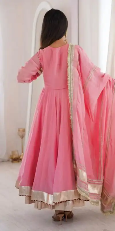 RTC 6048 Pink Tabby Organza Silk Gown with Hand Work & Mirror Work. Special Price ₹2549. Delivery 4-6 Working Days. Shop now. | Bollywood Gowns, Creative Gowns, Designer Gowns, Embroidered Gowns, Gowns, Party Wear Gowns