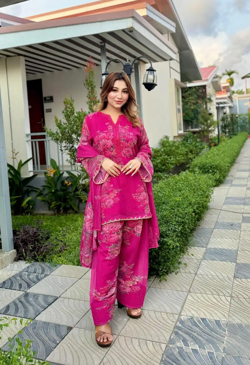 Fancy Rani Pink Faux Georgette Digital Print Salwar Suit - Image 3