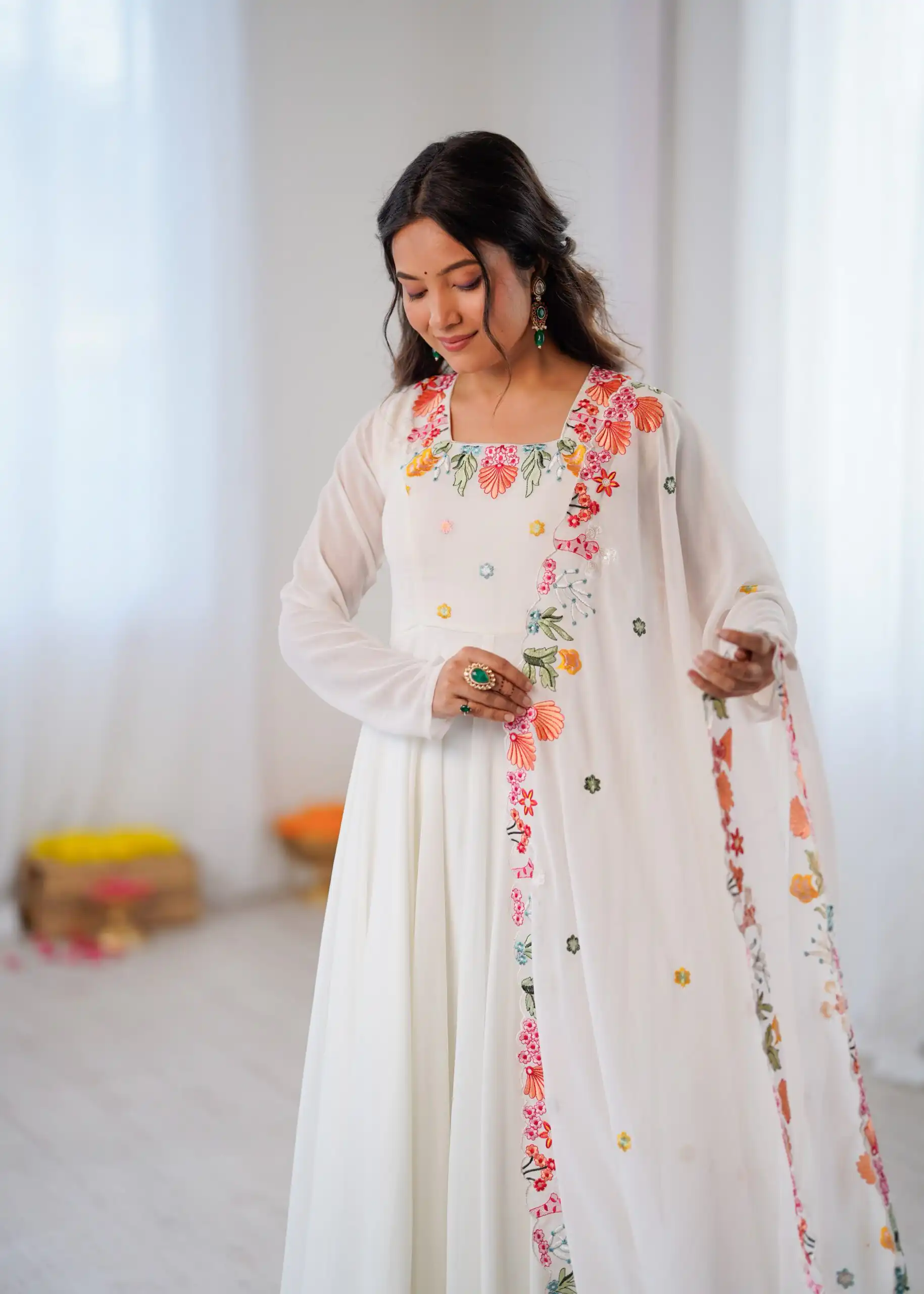 NSR 901 White Faux Georgette Salwar Suit with Lace Work & Embroidery Work. Introductory Price ₹2099. Delivery 4-6 Working Days. Shop now. | Casual Suits, Jump Suits, Creative suits, Designer Suits, Palazzo Suits, Party Wear Suits, Patiala Suits, Salwar suit, Straight Suits