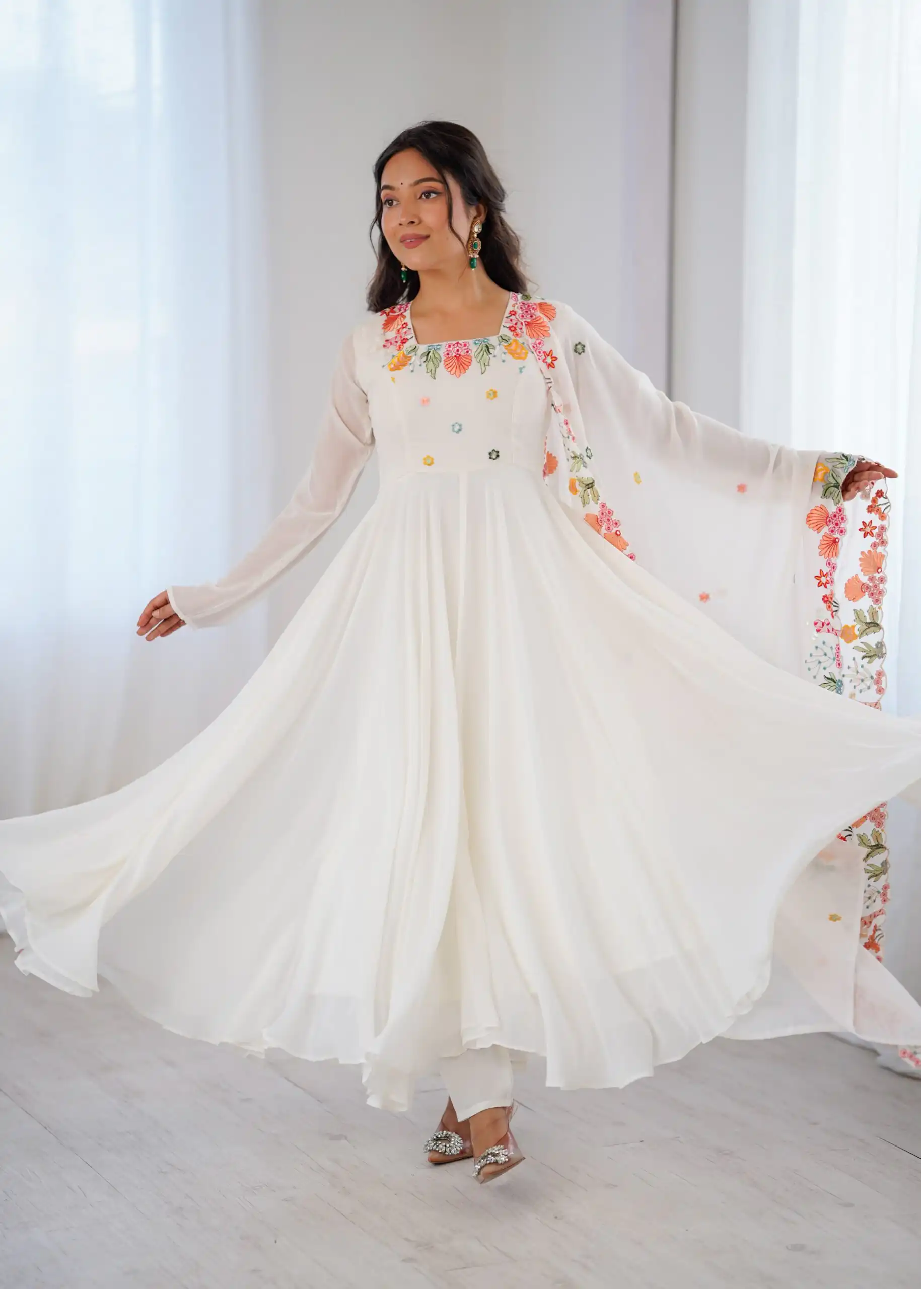 NSR 901 White Faux Georgette Salwar Suit with Lace Work & Embroidery Work. Introductory Price ₹2099. Delivery 4-6 Working Days. Shop now. | Casual Suits, Jump Suits, Creative suits, Designer Suits, Palazzo Suits, Party Wear Suits, Patiala Suits, Salwar suit, Straight Suits