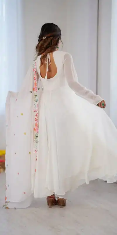 NSR 901 White Faux Georgette Salwar Suit with Lace Work & Embroidery Work. Introductory Price ₹2099. Delivery 4-6 Working Days. Shop now. | Casual Suits, Jump Suits, Creative suits, Designer Suits, Palazzo Suits, Party Wear Suits, Patiala Suits, Salwar suit, Straight Suits