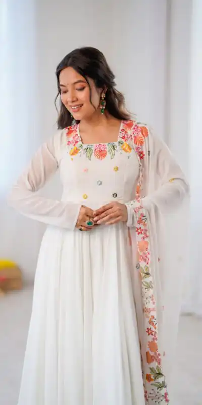 NSR 901 White Faux Georgette Salwar Suit with Lace Work & Embroidery Work. Introductory Price ₹2099. Delivery 4-6 Working Days. Shop now. | Casual Suits, Jump Suits, Creative suits, Designer Suits, Palazzo Suits, Party Wear Suits, Patiala Suits, Salwar suit, Straight Suits