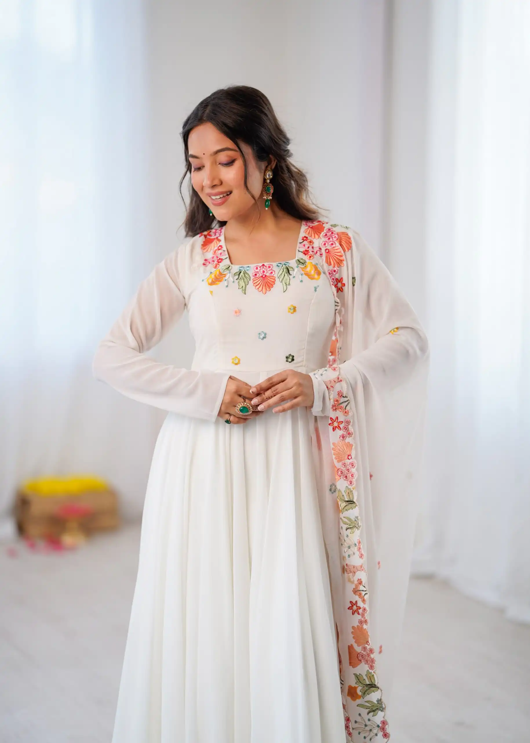 NSR 901 White Faux Georgette Salwar Suit with Lace Work & Embroidery Work. Introductory Price ₹2099. Delivery 4-6 Working Days. Shop now. | Casual Suits, Jump Suits, Creative suits, Designer Suits, Palazzo Suits, Party Wear Suits, Patiala Suits, Salwar suit, Straight Suits