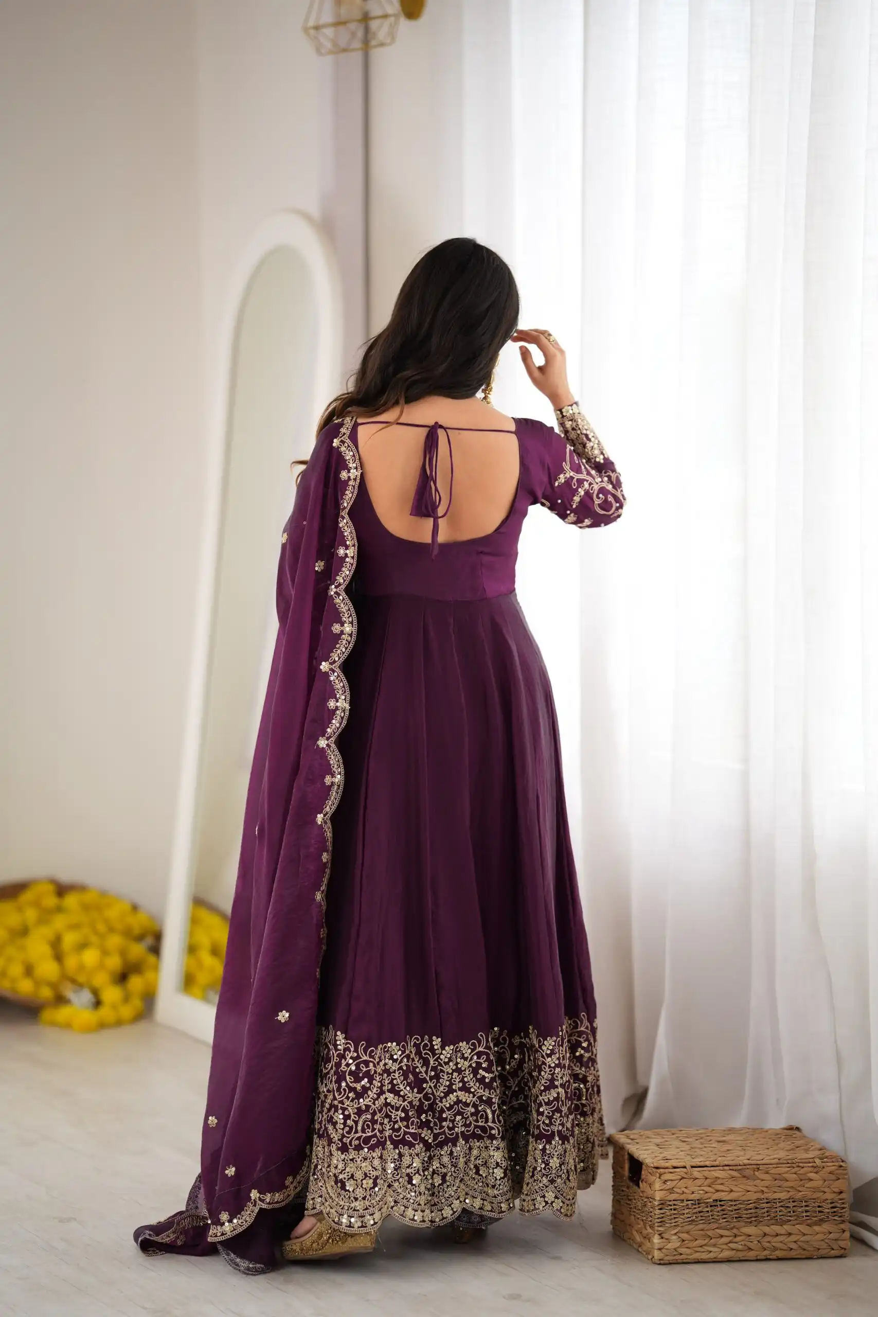 ZSR 3185 Wine Fendy Silk Gown with Embroidery Work & Sequins Work. Special Price ₹2399. Delivery 4-6 Working Days. Shop now. | Bollywood Gowns, Creative Gowns, Designer Gowns, Embroidered Gowns, Gowns, Party Wear Gowns